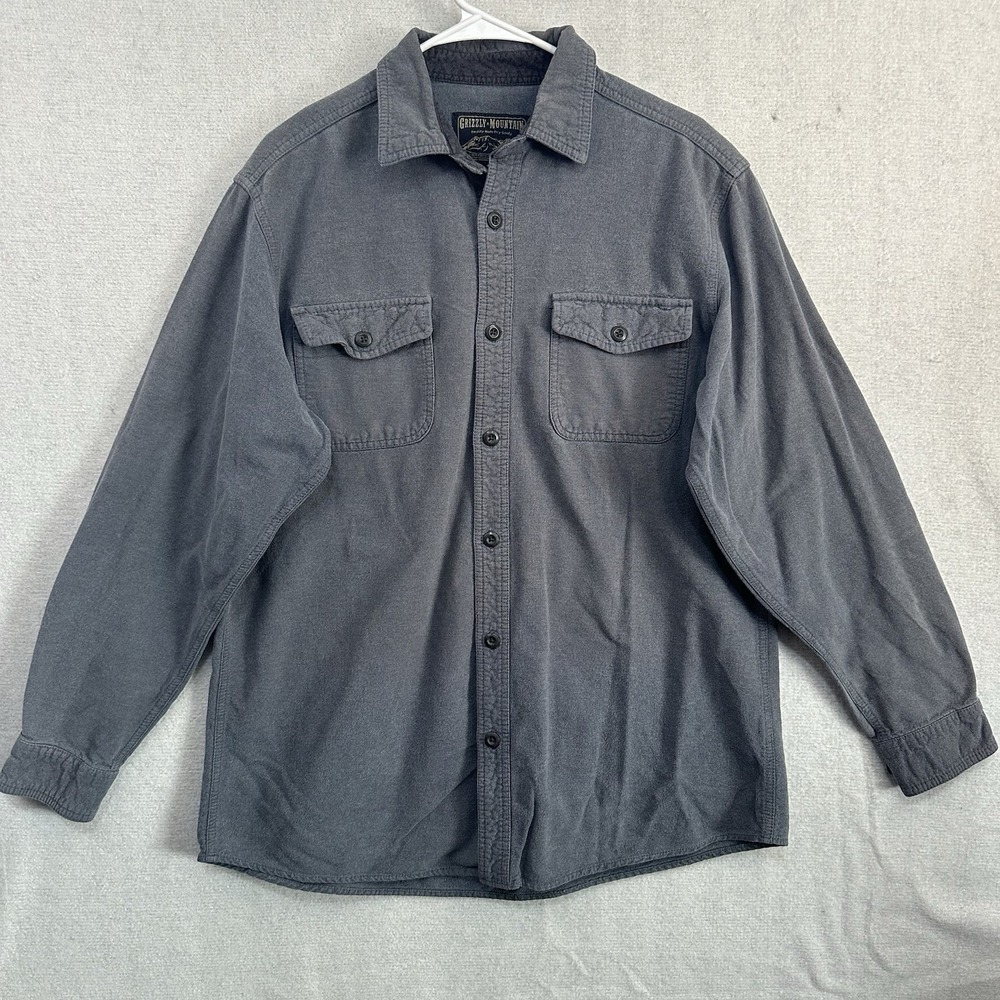 Grizzly Mountain Sz XL Button Up Flannel‎ Black Shirt Men's